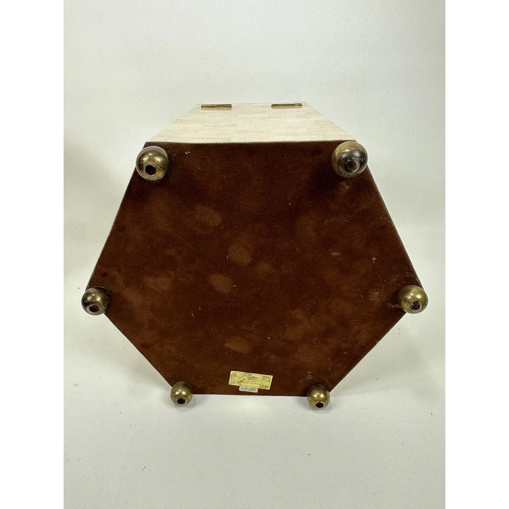 Maitland Smith Tessellated Hexagon Box Shell Stone Marble Over‎ Wood 14